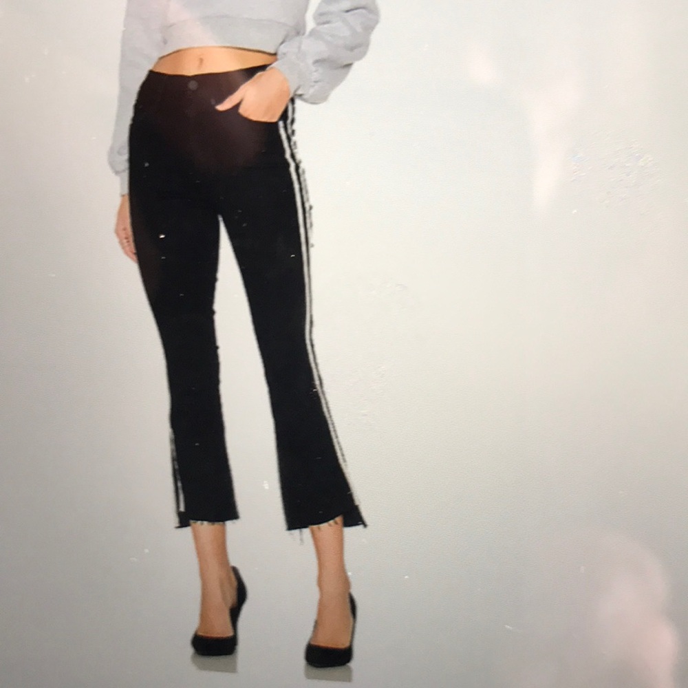 MOTHER Black Copped Jeans